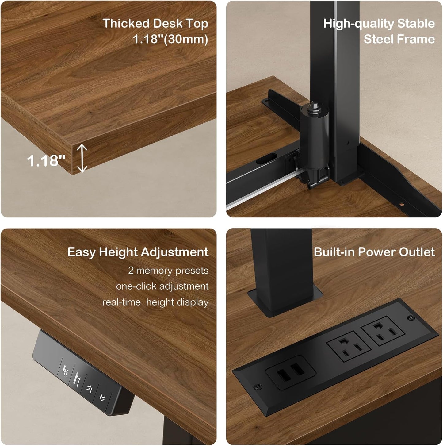 71" Executive Standing Desk One-Piece Desktop Black Walnut