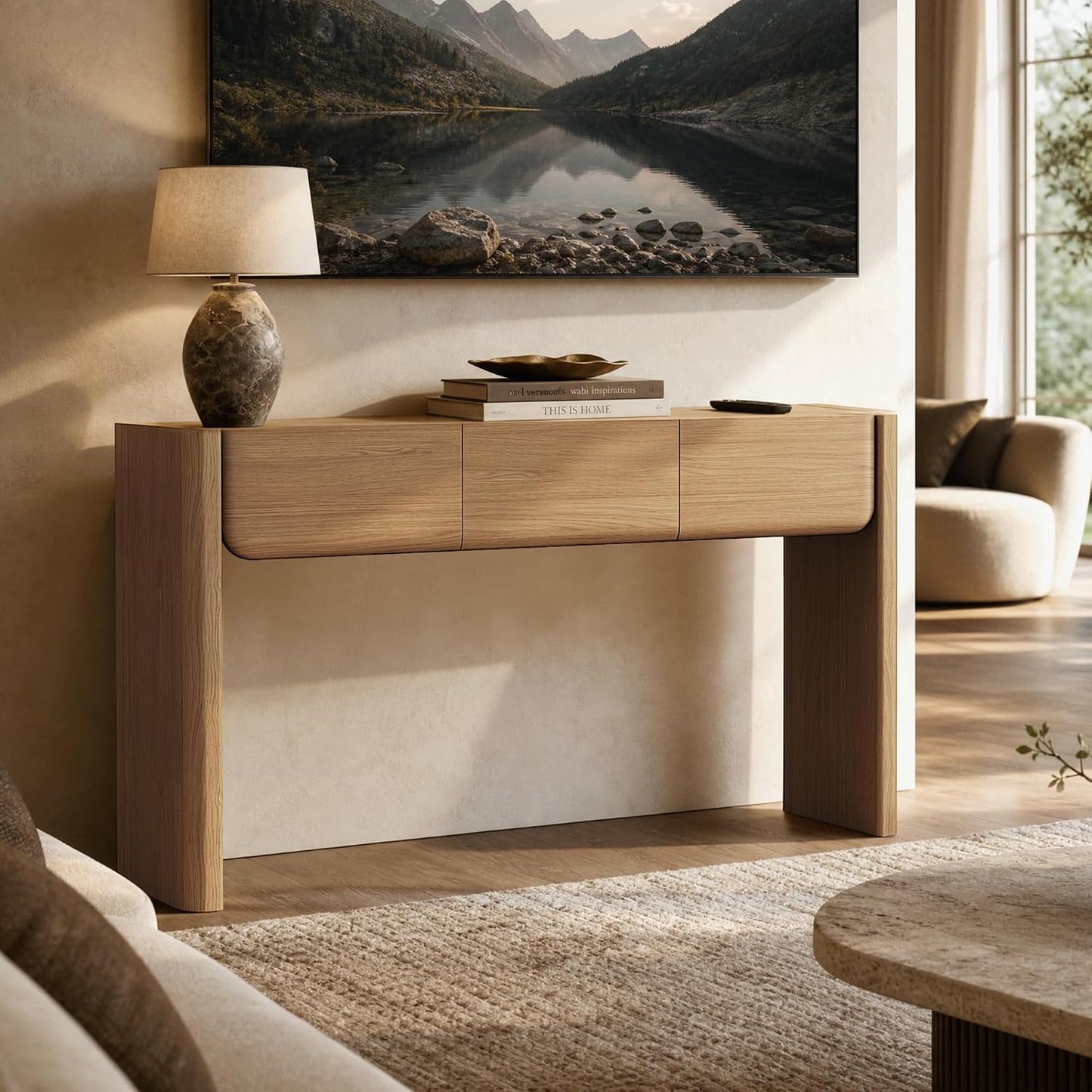 60'' Console Table with 3 Drawers, Modern Entryway Table