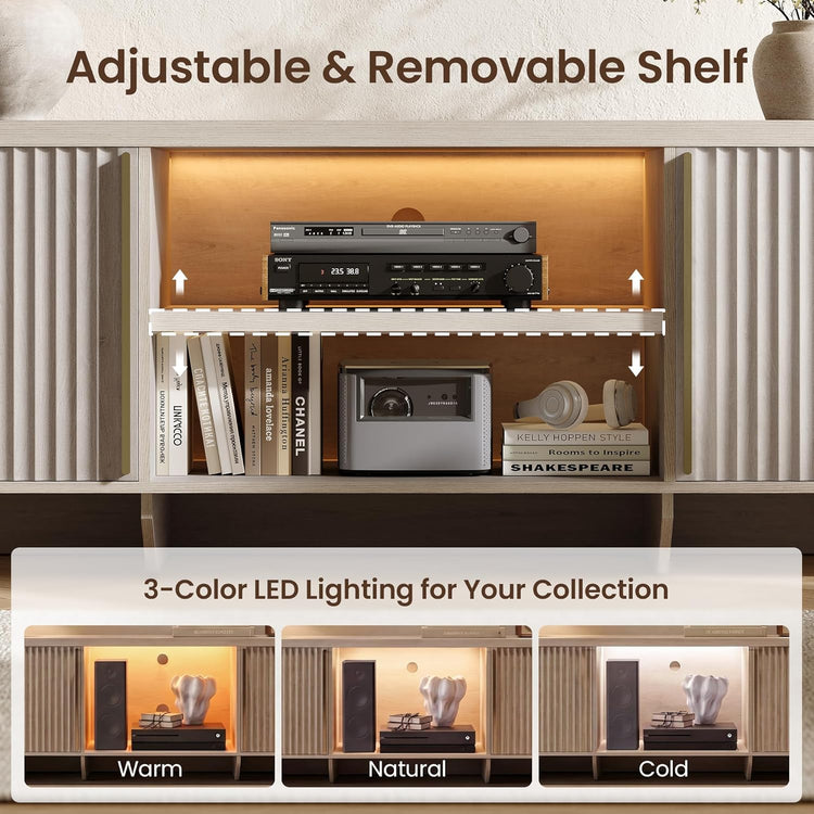 [Pre-Sale] Caly 70" Fluted TV Stand Media Console  with LED Light
