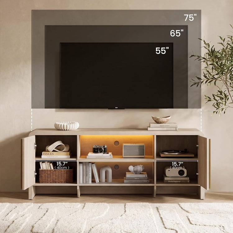 Caly 62" Fluted TV Stand Media Console with LED Light