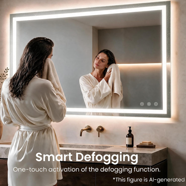 72"Lx 36"W LED  Smart Vanity Mirror with Anti-Fog, Dimmable Backlit & Front Lit - Bathroom Mirror
