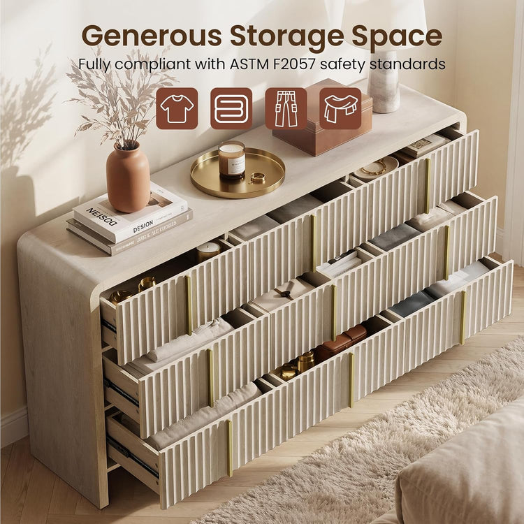3 Piece Bedroom Set, 9 Drawer Dresser, and 2 Nightstands with Charging Stands