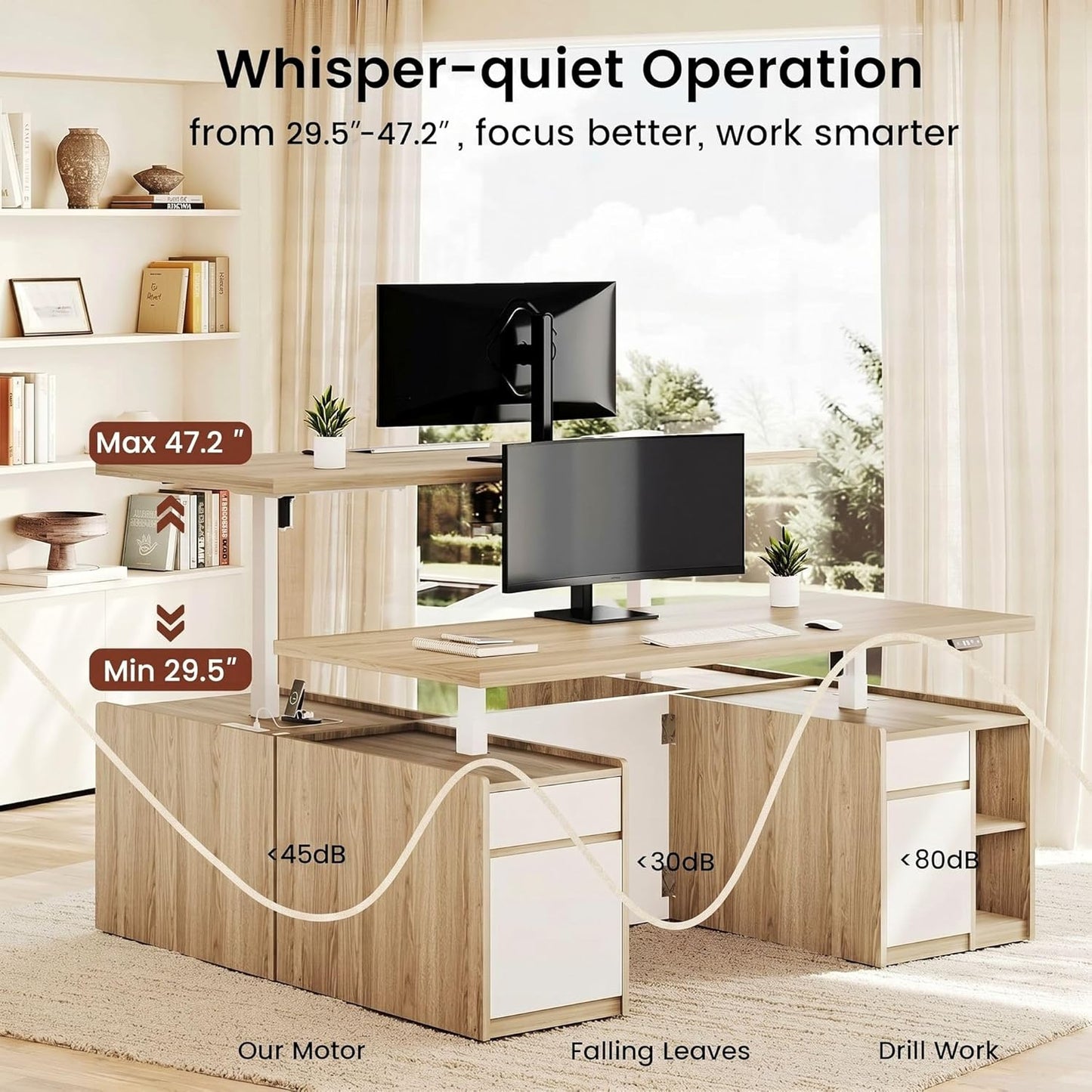 Soren 71" Adjustable Electric Stand Up Desk Light Walnut