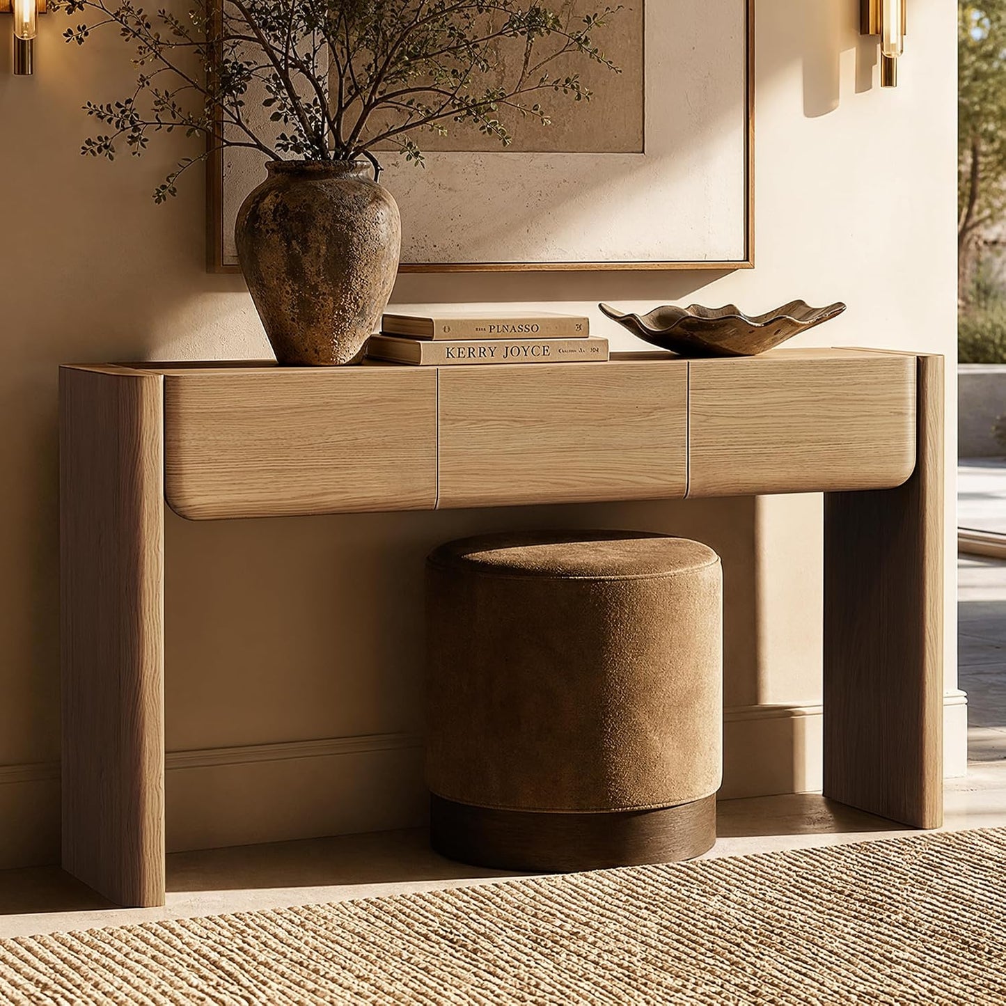 60'' Console Table with 3 Drawers, Modern Entryway Table