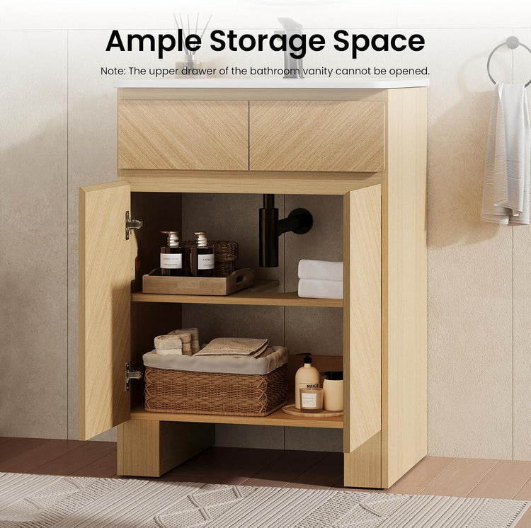 24" Bathroom Vanity with Sink, Freestanding Wood Bathroom Sink Cabinet