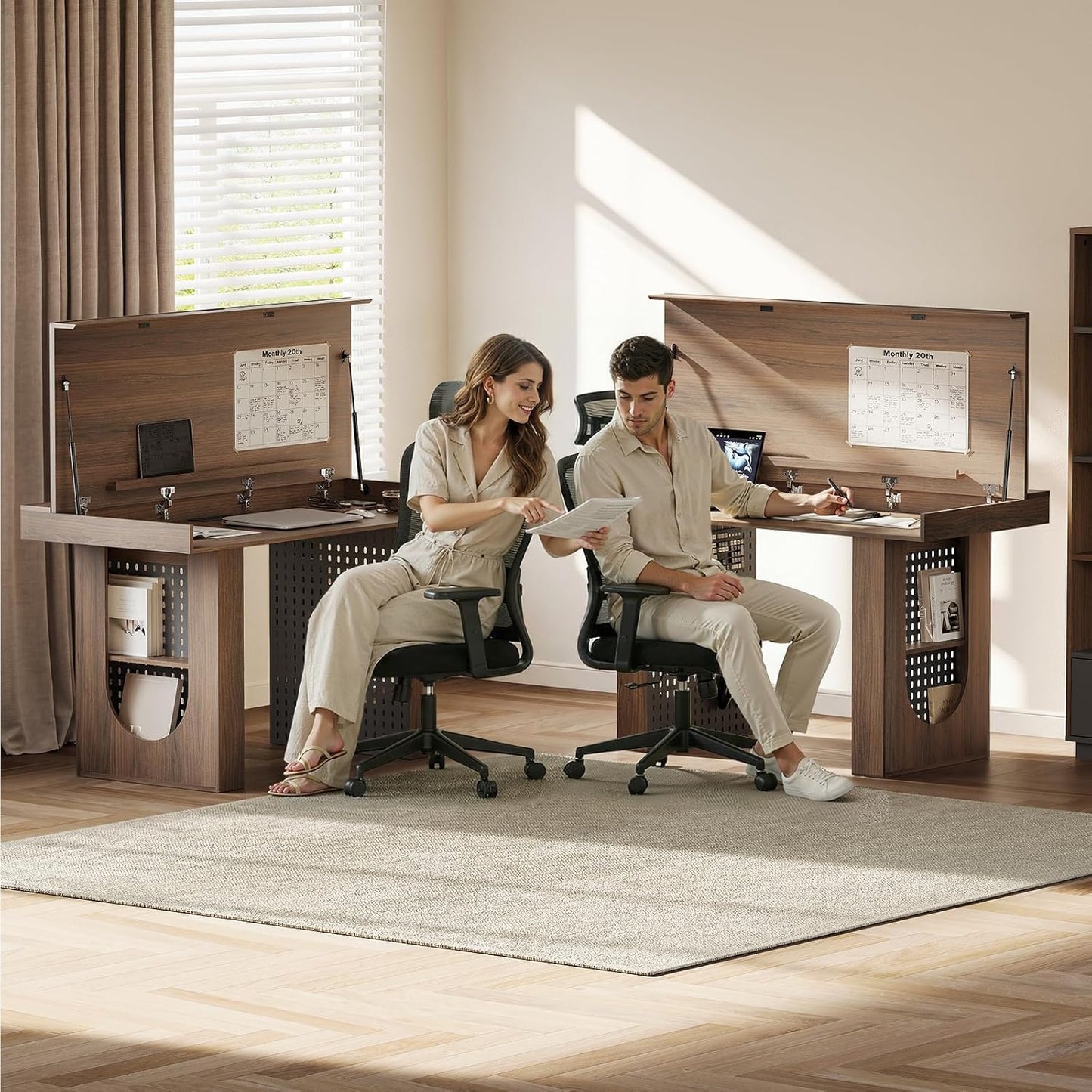 55" Computer Desk 2-in-1 Convertible Gaming & Dining Table Black Walnut