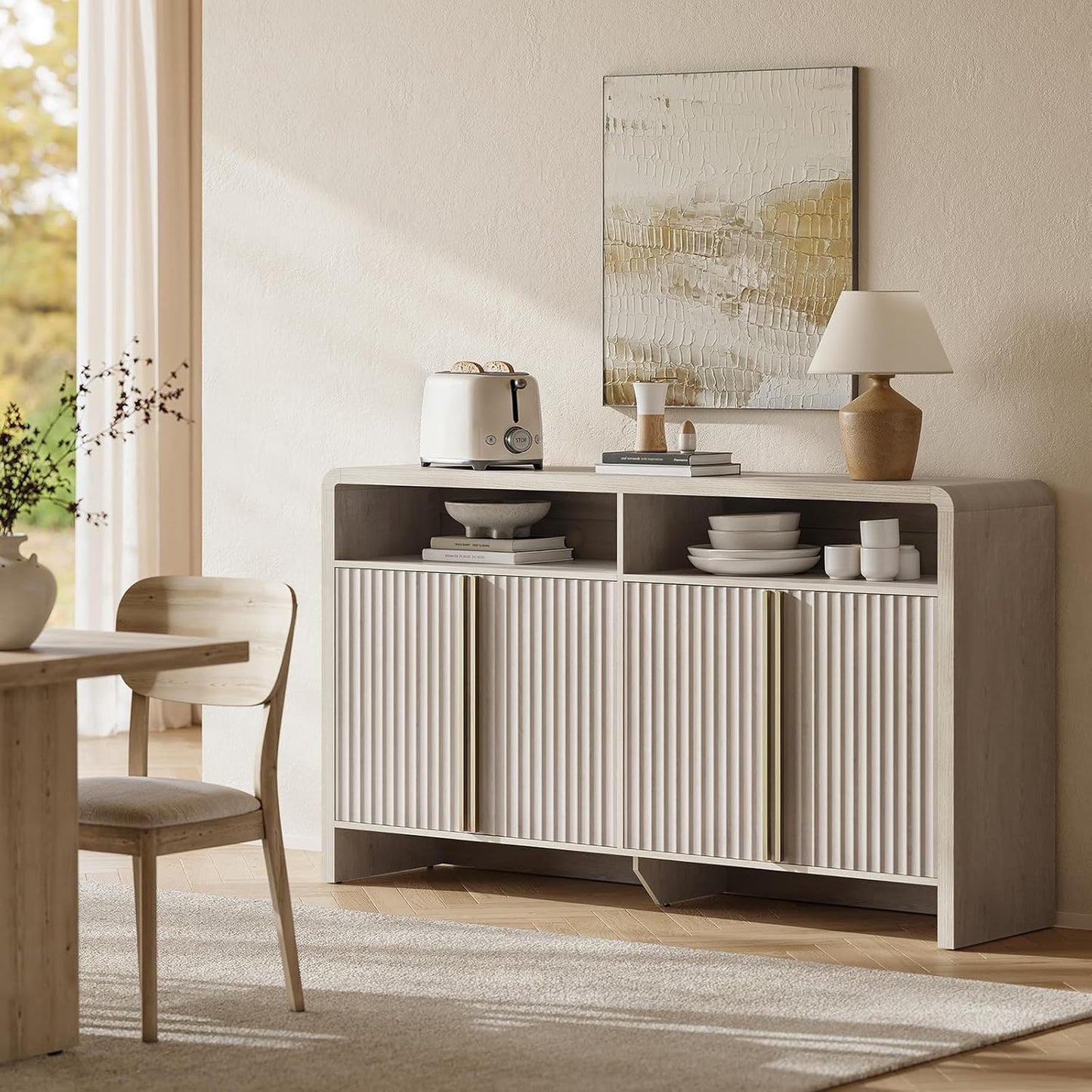 Caly 59" Fluted Sideboard Buffet Cabinet with Storage