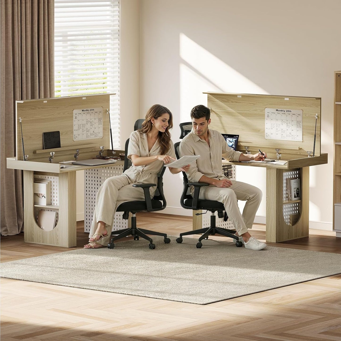 55" Computer Desk 2-in-1 Convertible Gaming & Dining Table Light Walnut