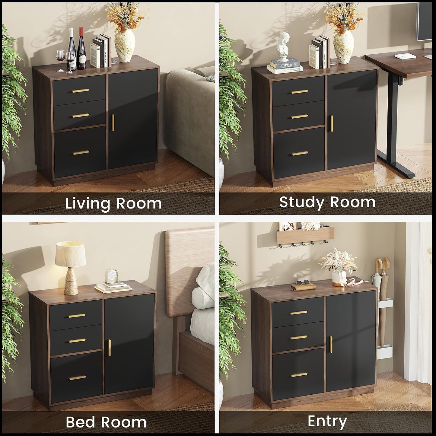 31.5" Office Storage Cabinet with 3 Drawers