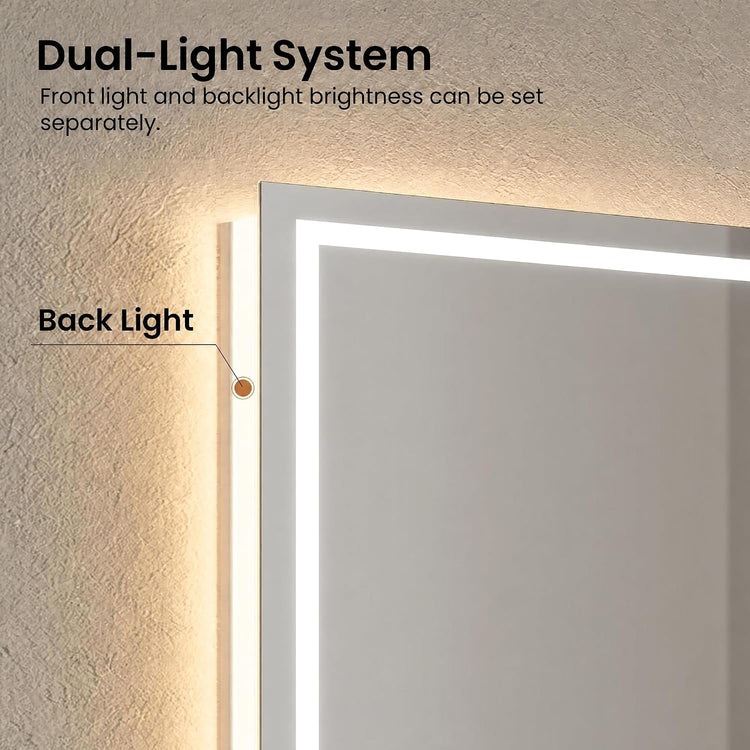 72"Lx 36"W LED  Smart Vanity Mirror with Anti-Fog, Dimmable Backlit & Front Lit - Bathroom Mirror