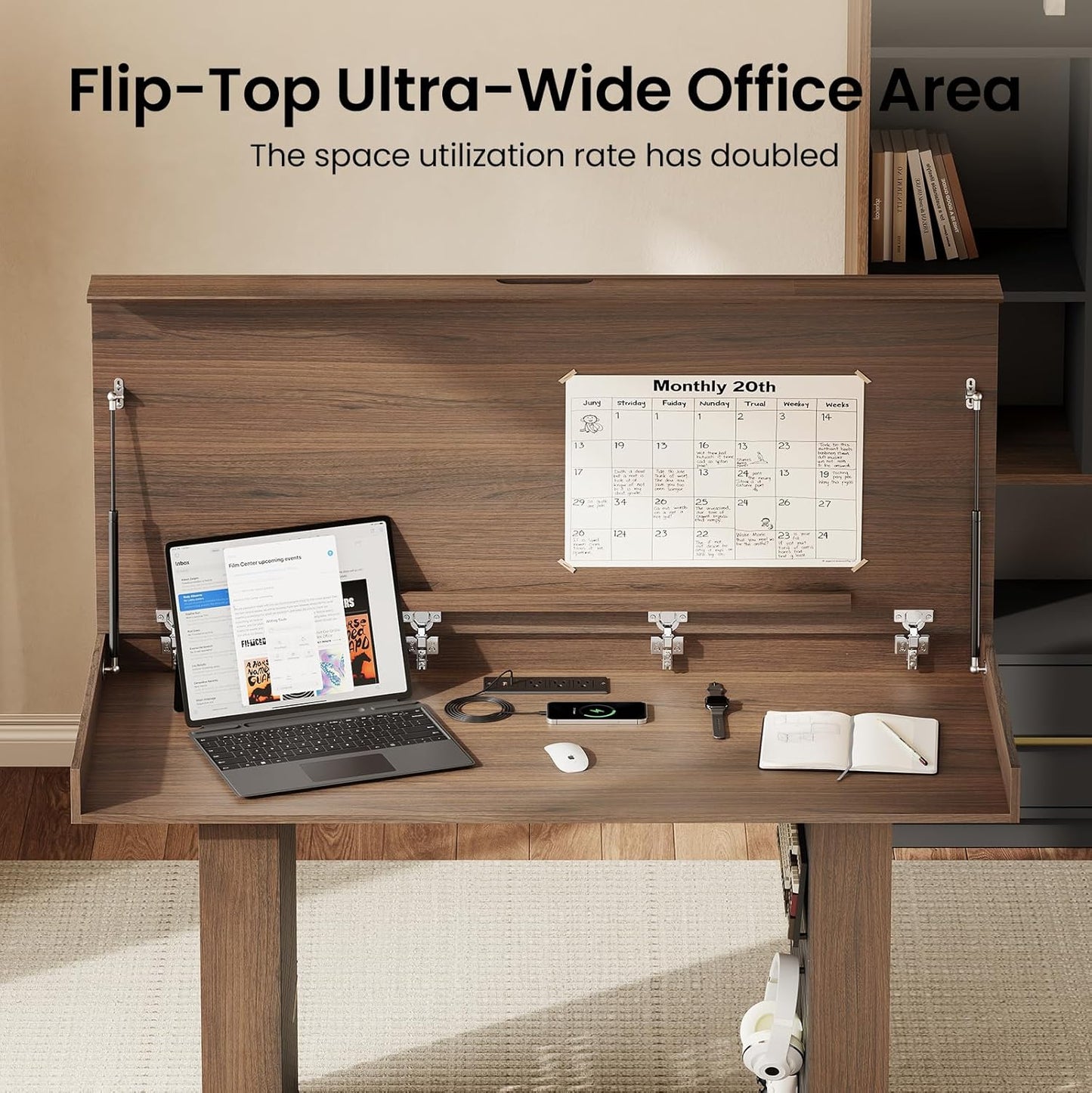 55" Computer Desk 2-in-1 Convertible Gaming & Dining Table Black Walnut