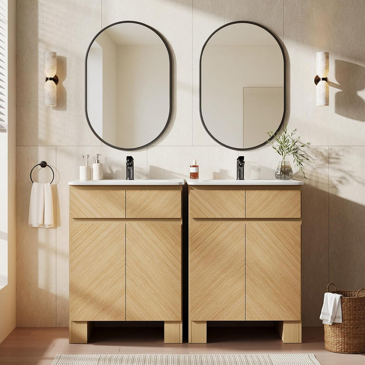 24" Bathroom Vanity with Sink, Freestanding Wood Bathroom Sink Cabinet