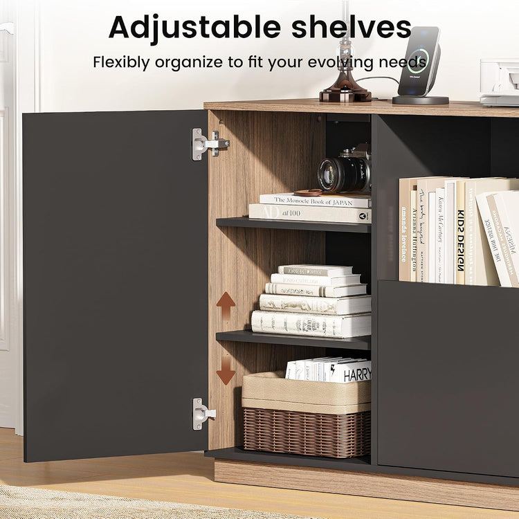 47.2" File Cabinet with 5 Drawer & Door, Charging Station