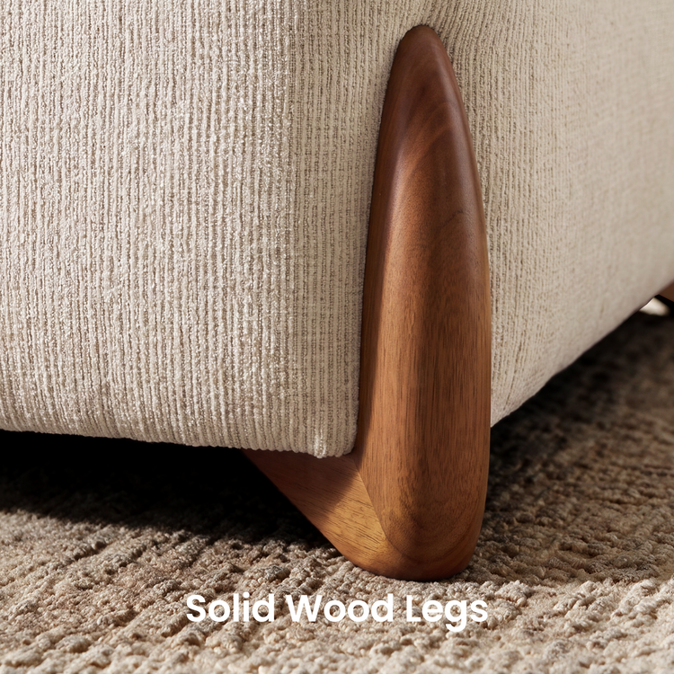 [Pre-Sale] 83" Modular Chenille Deep-Seat Loveseat in Beige with Adjustable Backrest & Walnut Legs - Clavea