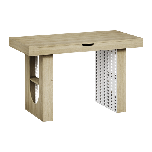 55" Computer Desk 2-in-1 Convertible Gaming & Dining Table Light Walnut