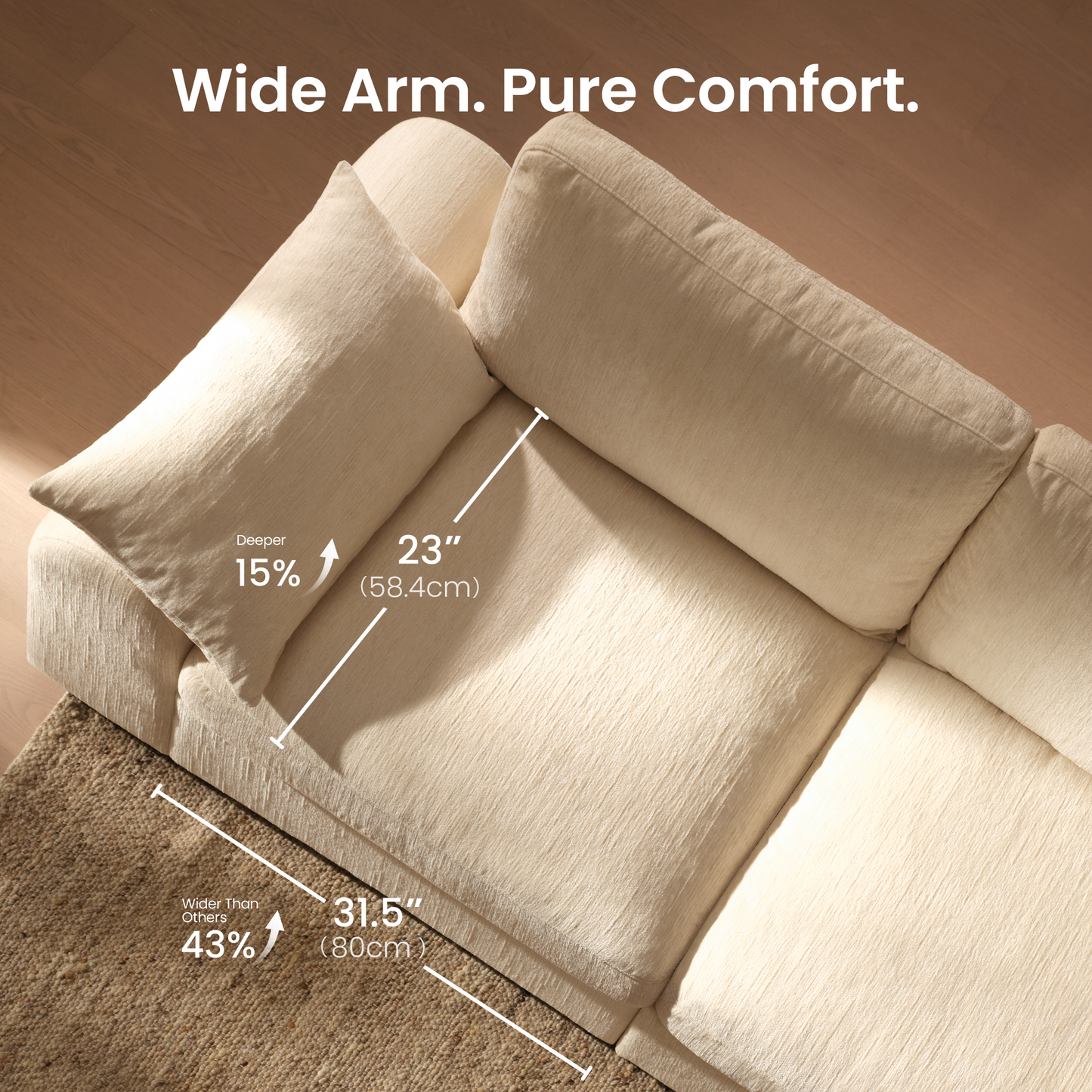 Rialto Modular Chenille U-Shape Sofa with Storage Ottoman,Beige