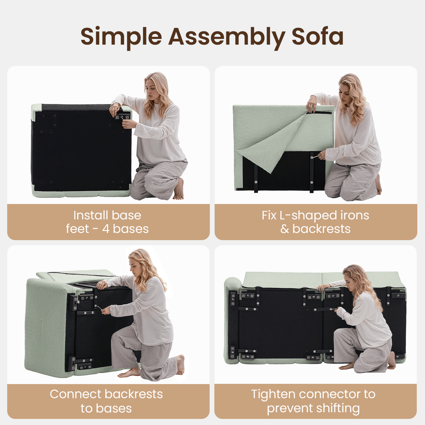 Ivy 4-Seat Clover Sectional Sofa