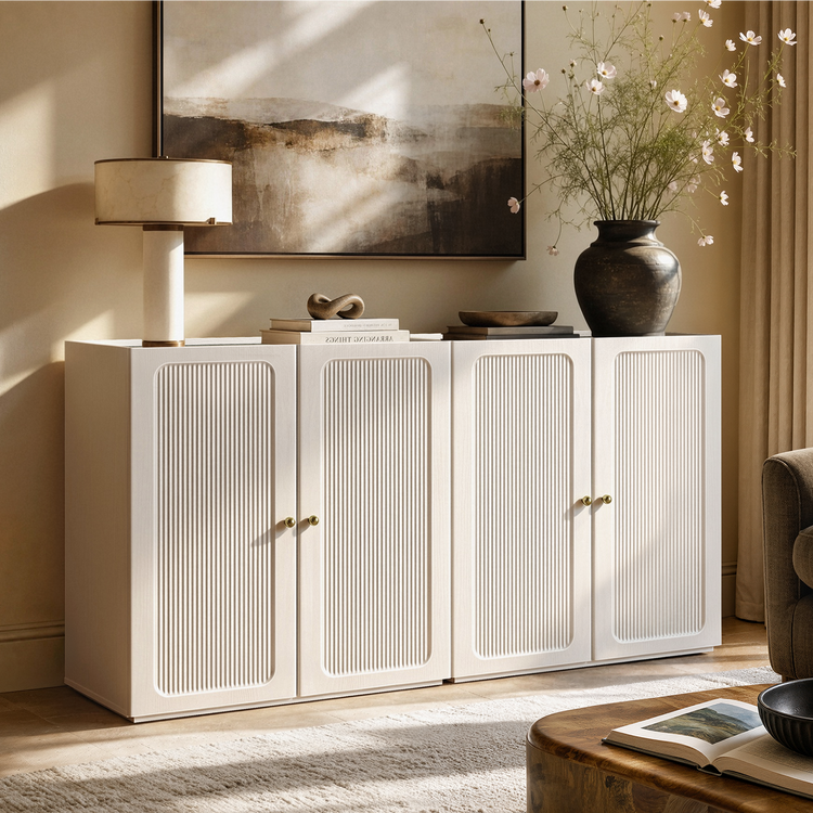 Flexmod 31.5" Modular Fluted Storage Cabinet with Soft-Close Doors