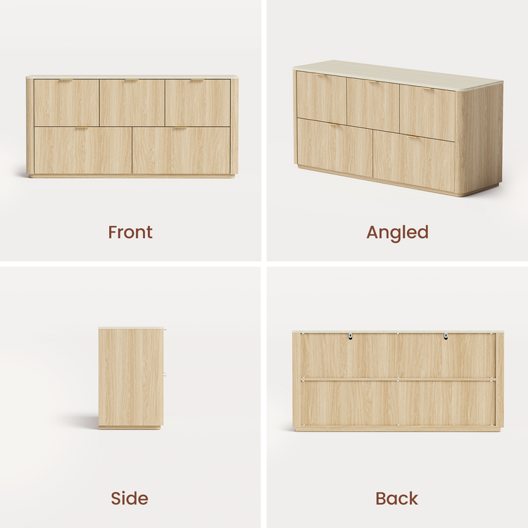 Travertine 51" 5-Drawer Dresser, Beige