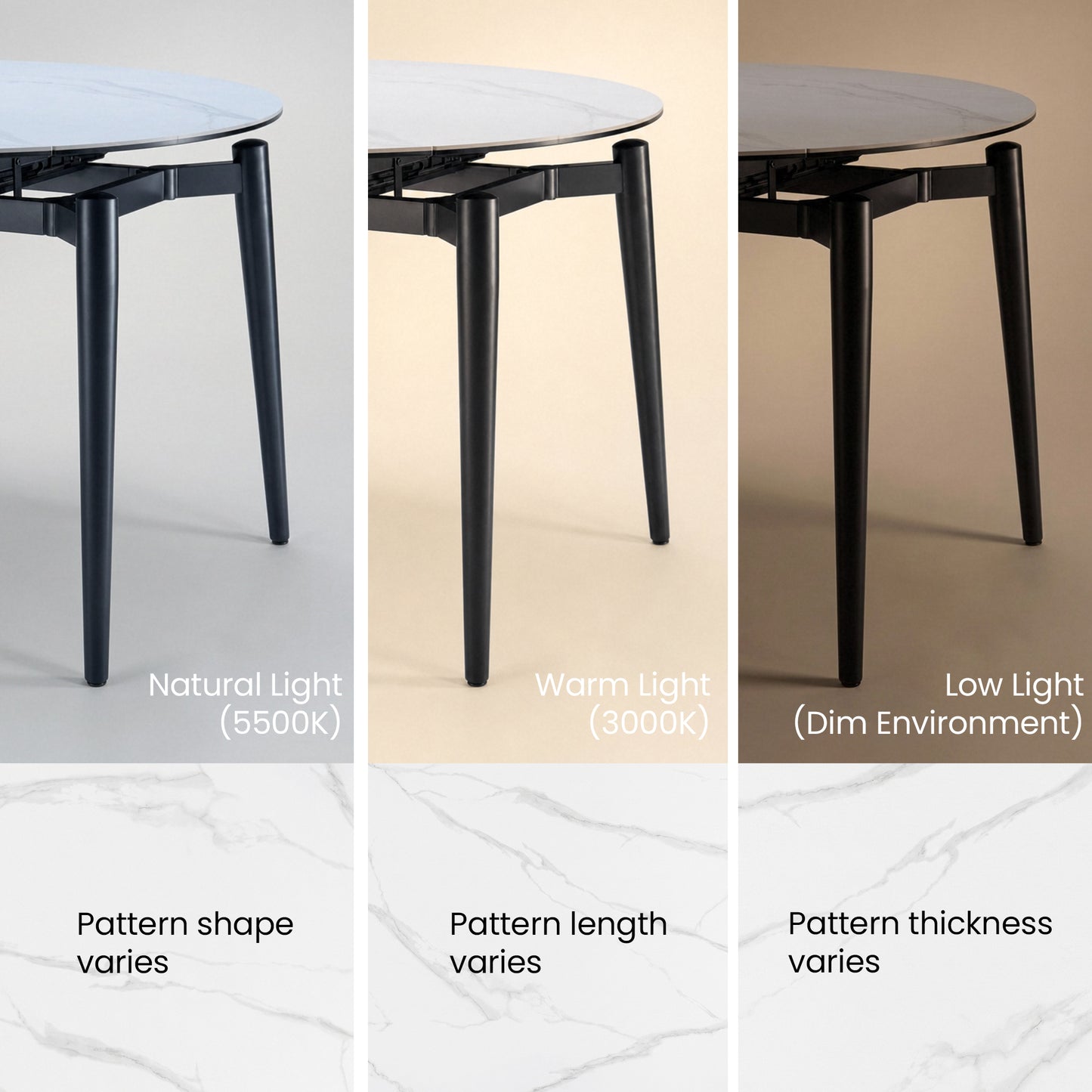 51.2" Round Sintered Stone Extendable Dining Table, Seats 4–6