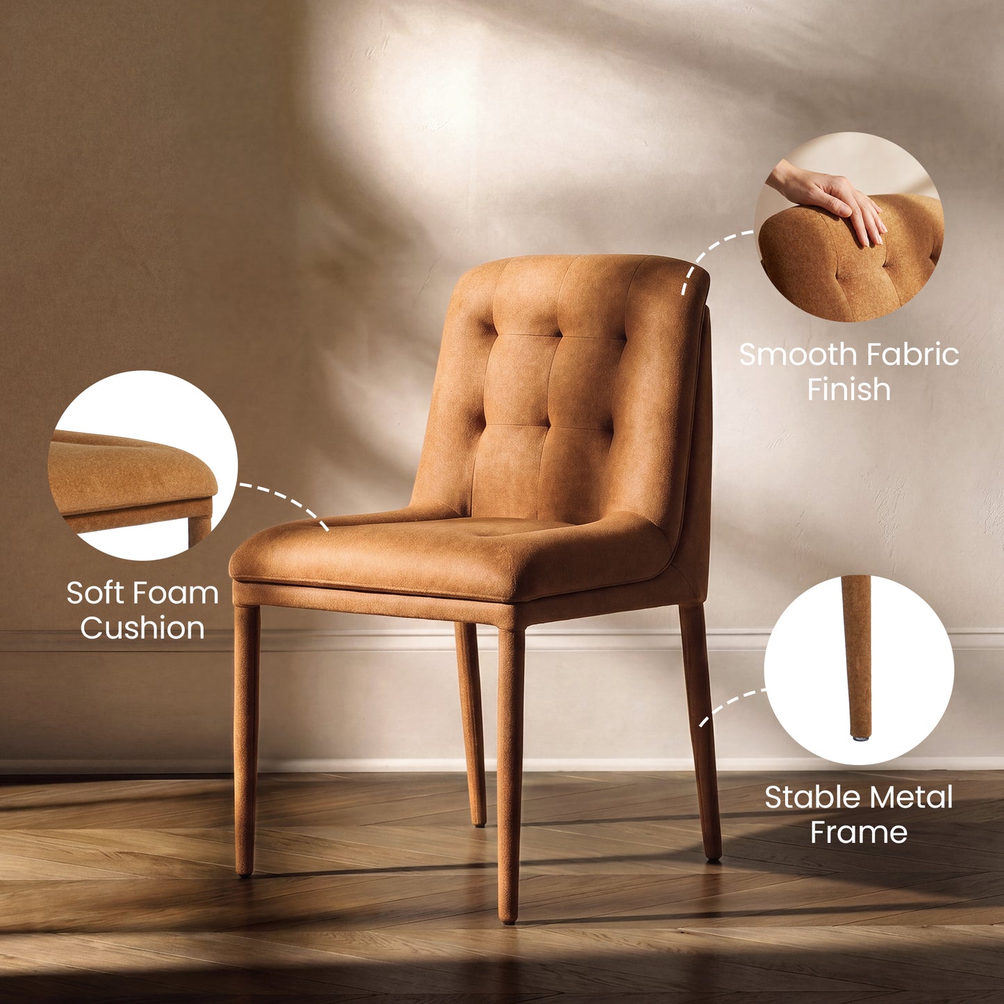 Double Layer Mohair Dining Chairs Set of 2, Coffee