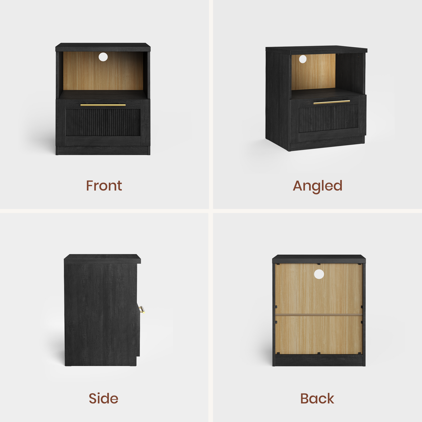[Pre-sale] Harmo Block Black Wave-Panel Nightstand