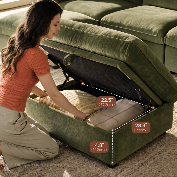 [Pre-sale] Dreamboat Modular Chenille Loveseat Sofa with Wide Arms, Green