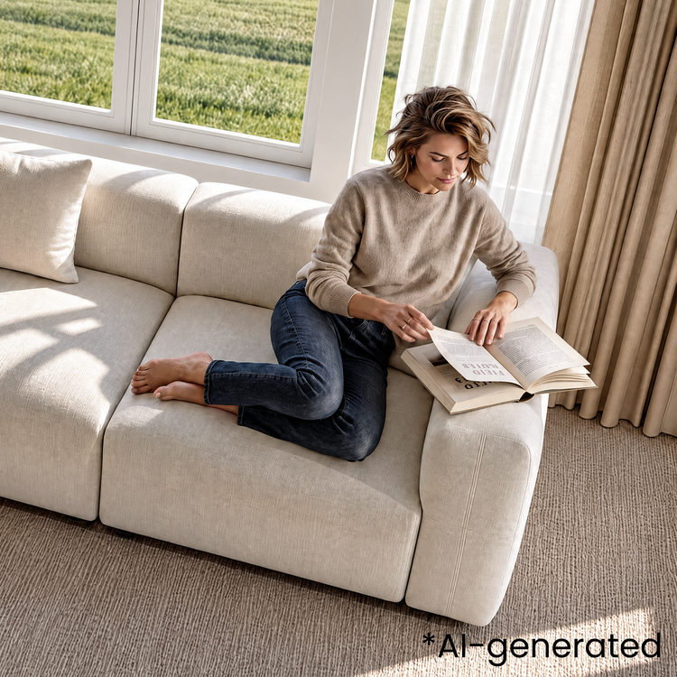 Beige Velvet 2-Seater Sofa | Modern Italian Modular Loveseat