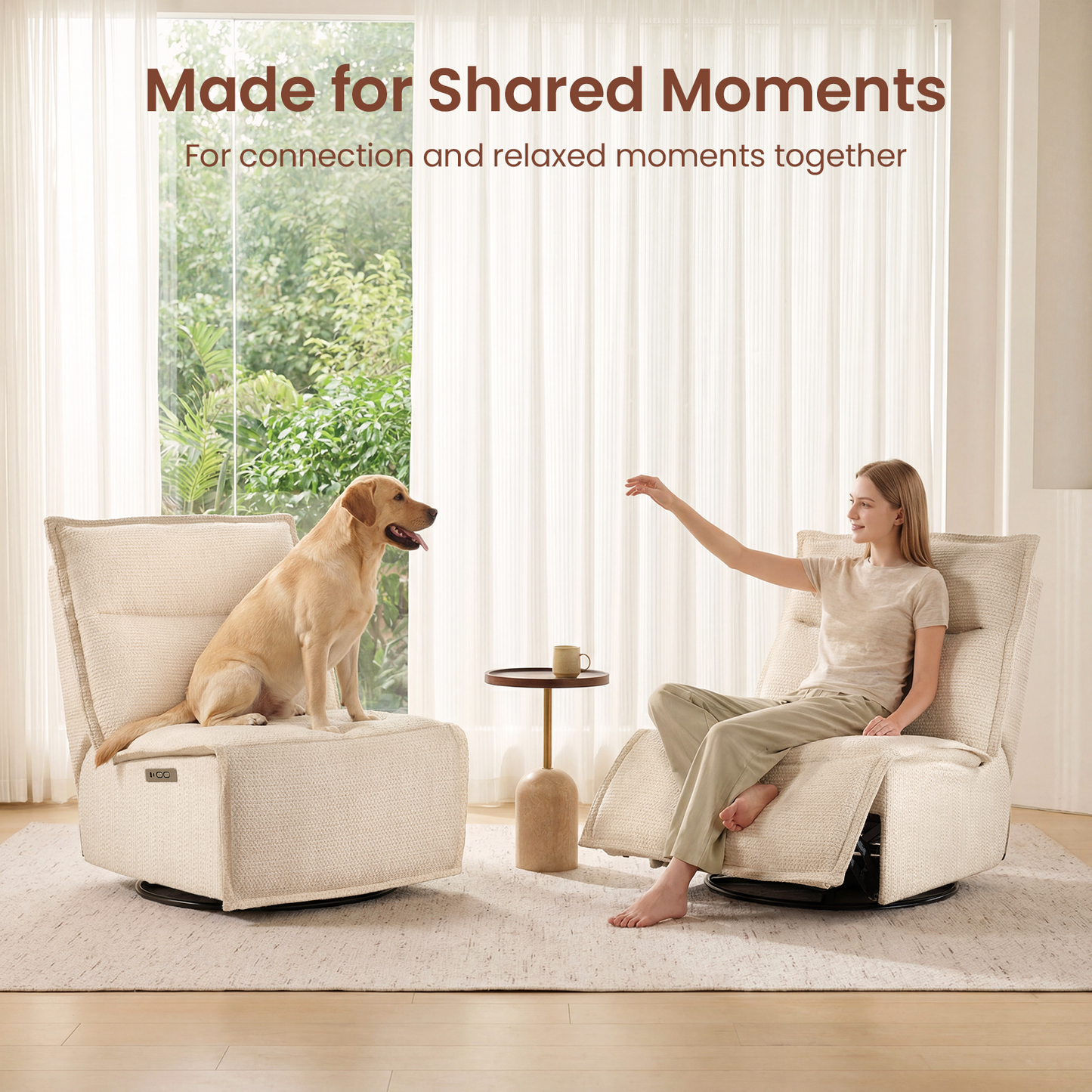 Bello Armless Power Recliner with USB-C Charging - Beige