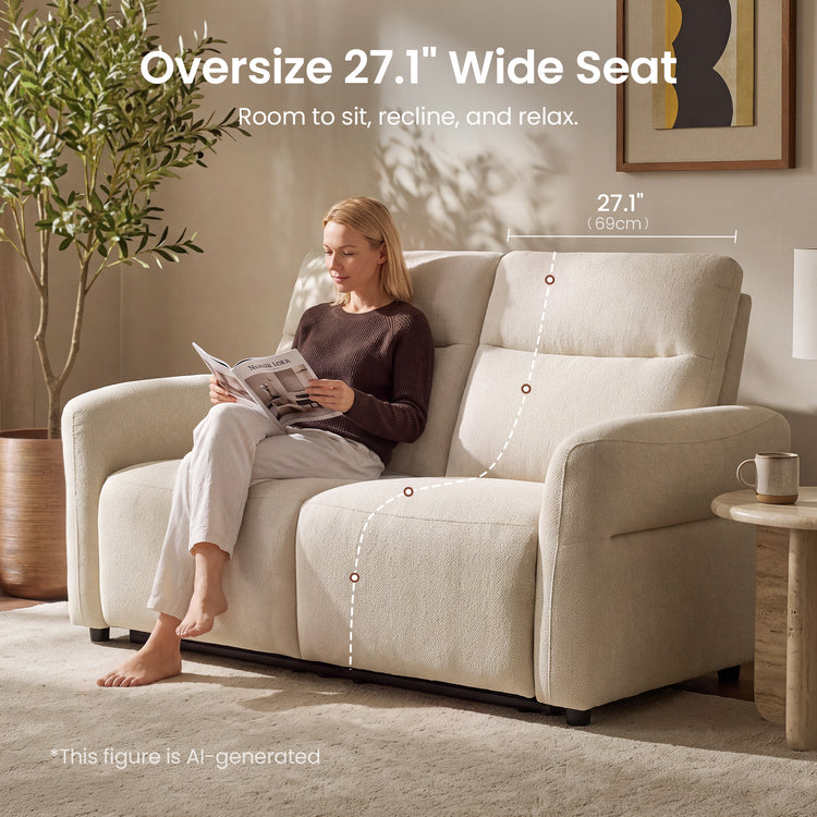 Linnea 69" Beige Textured Fabric Manual Reclining Loveseat Sofa