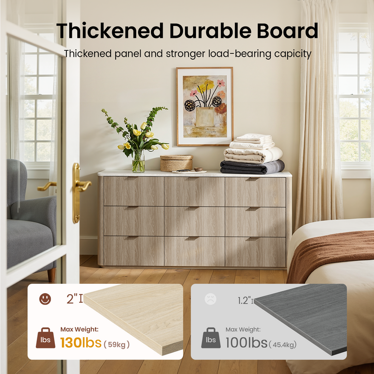 Graphic claims Thickened Durable Board and compares 130lbs with 100lbs maximum weights