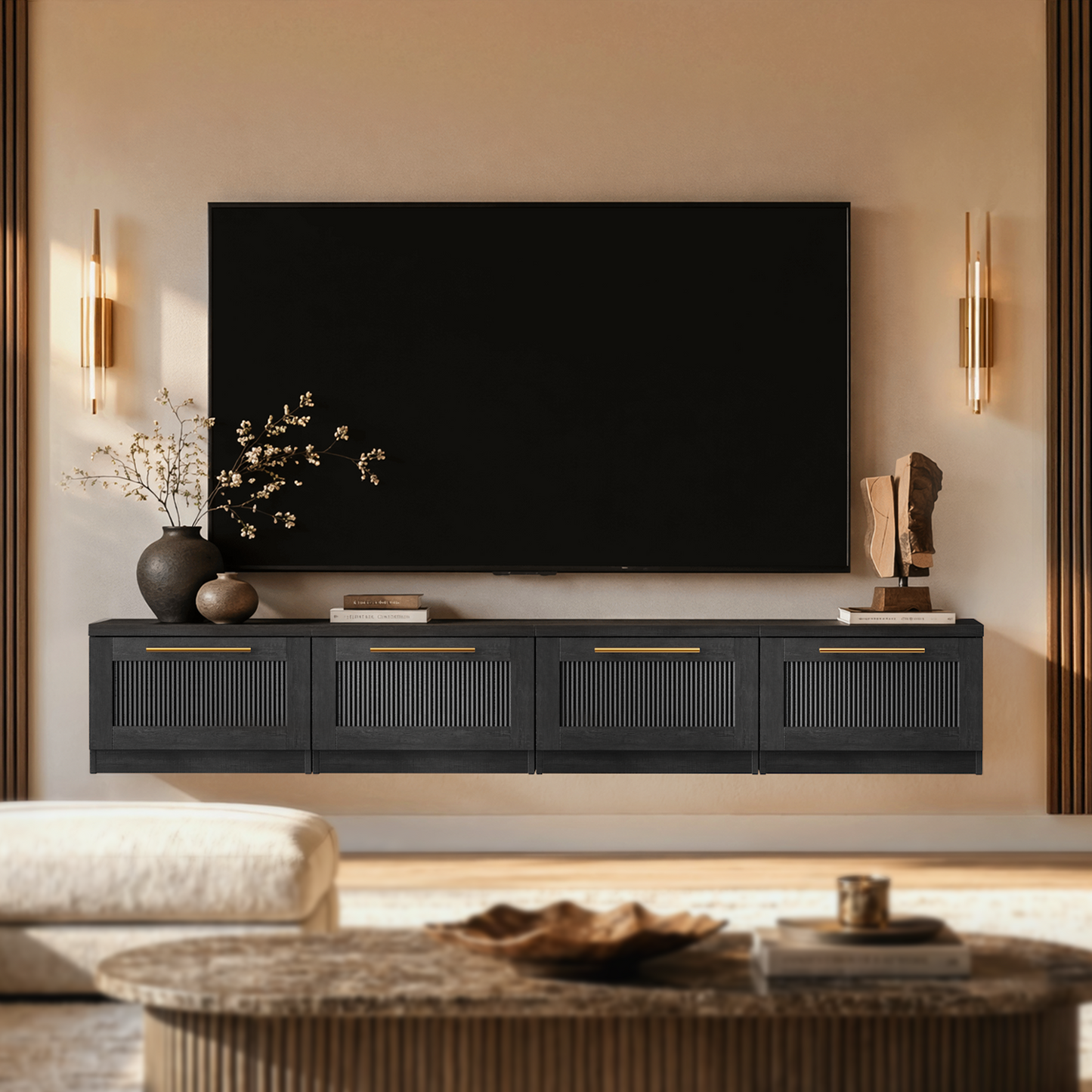 Harmo Block Black Floating Nightstand