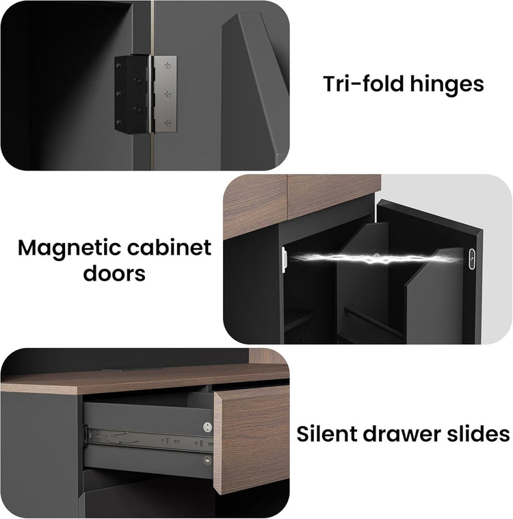 Whisper Series 46" Wine & Coffee Bar with LED & Charging