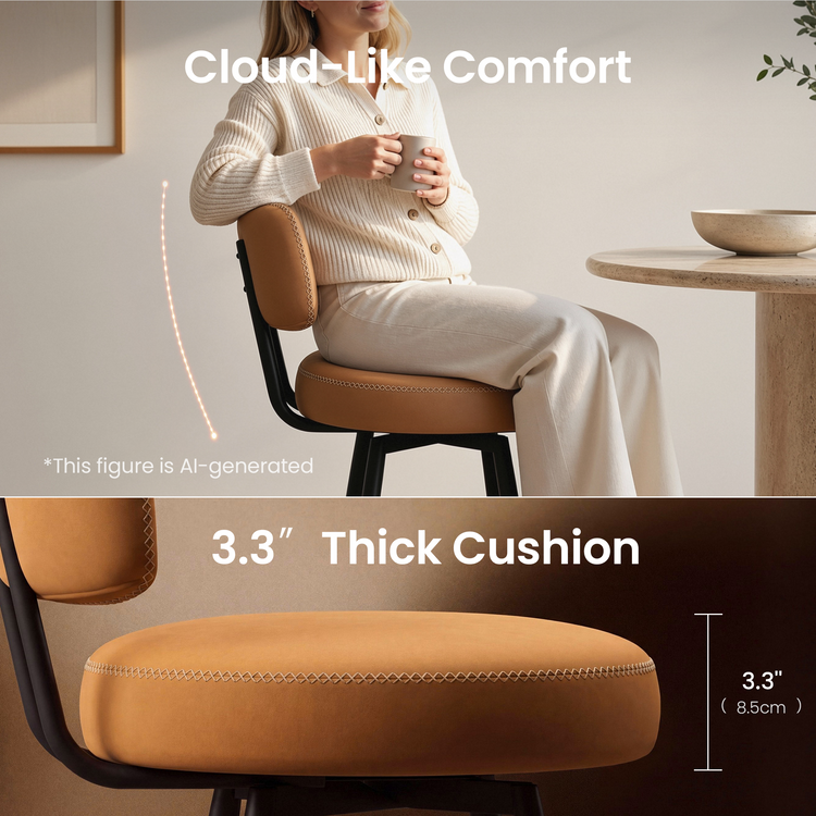 2-Pack 360° Swivel Bar Stools, 30" Height Barstools with Minimalist Cushion Back
