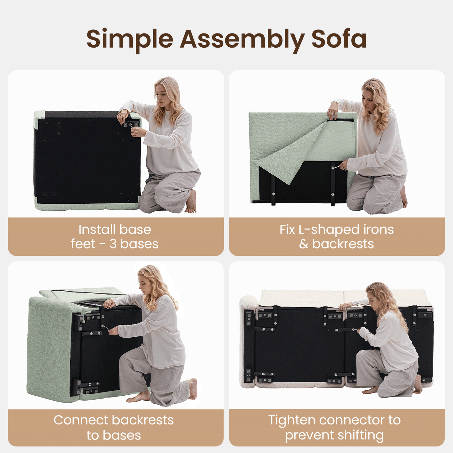 Ivy 3-Seat Clover Sectional Sofa