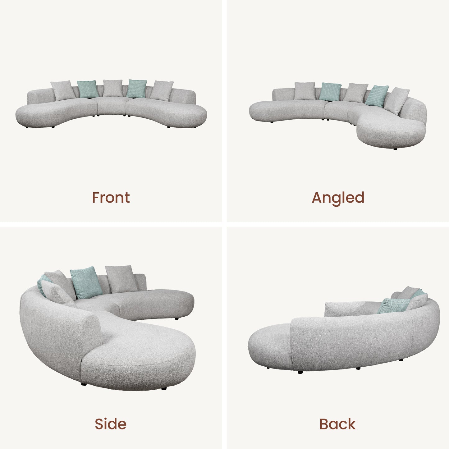 [Pre-Sale] Modern Organic Curved Boucle Sofa Large Modular Sectional Couch - Grey