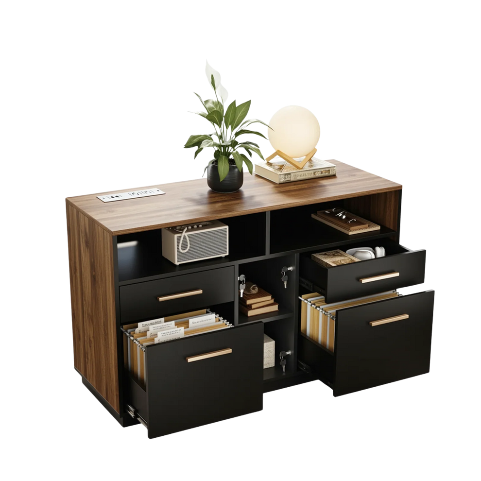 Soren 4-Drawer Walnut Storage File Cabinet
