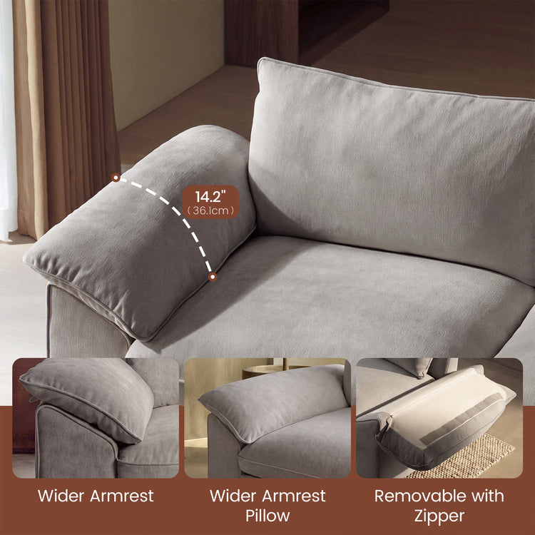 Dreamboat Modular Chenille L-Shape and Loveseat Sofa Set with Storage Ottoman,Gray