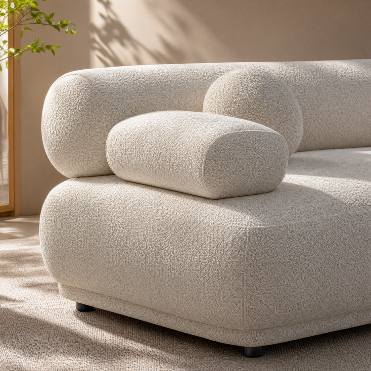 Sofá de 3 plazas de terciopelo beige | Sofá modular italiano moderno