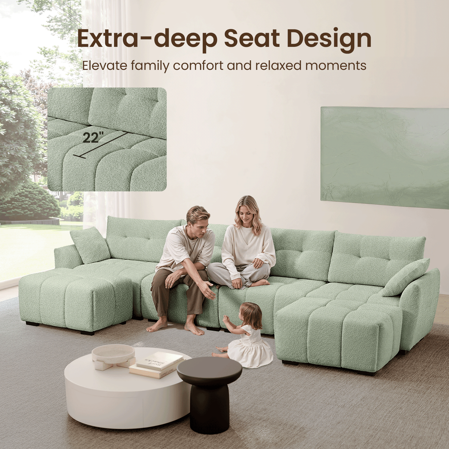 Ivy 4-Seat Clover Sectional Sofa