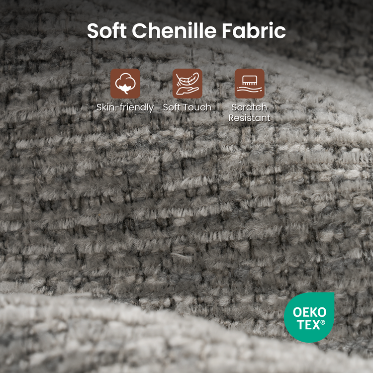107" Modular Chenille L-Shape Sectional in Grey, Non-Compressed Wood Frame & Soft Edges - Cabble