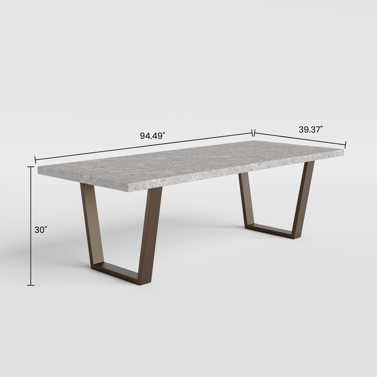 94.5" Modern Rectangular Dining Table, Faux Marble Textured Dinner Table for 8-10