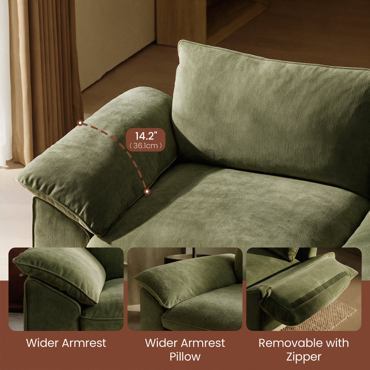 [Pre-sale]Dreamboat Modular Chenille U-Shape Sofa with Storage Ottoman, Green