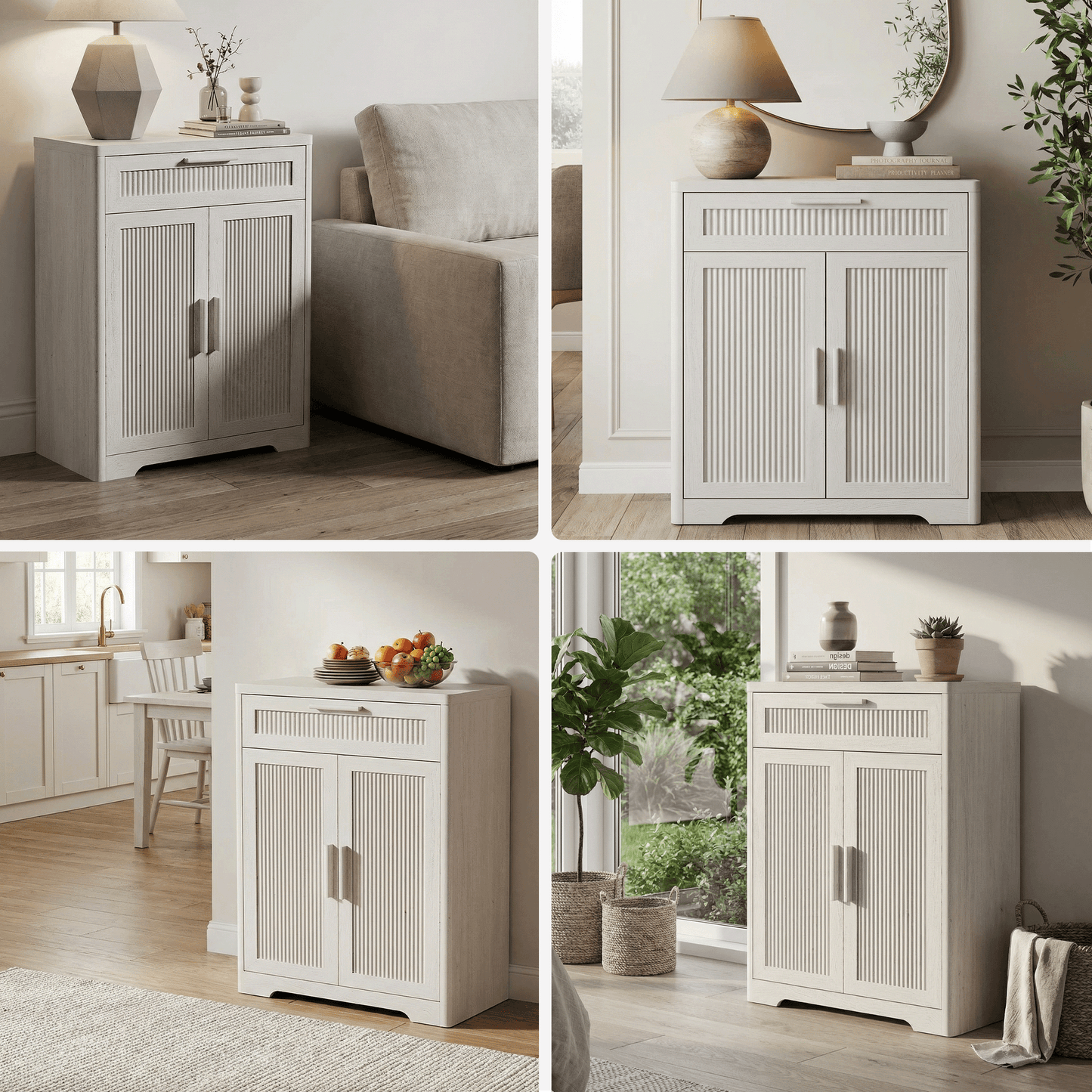 [Pre-Sale] Lira 47.2" Fluted Rippled Wooden Shoe Cabinet with Drawer