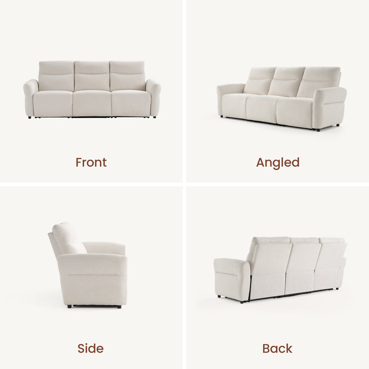 Linnea 96" Beige Textured Fabric Manual Reclining 3-Seat Sofa