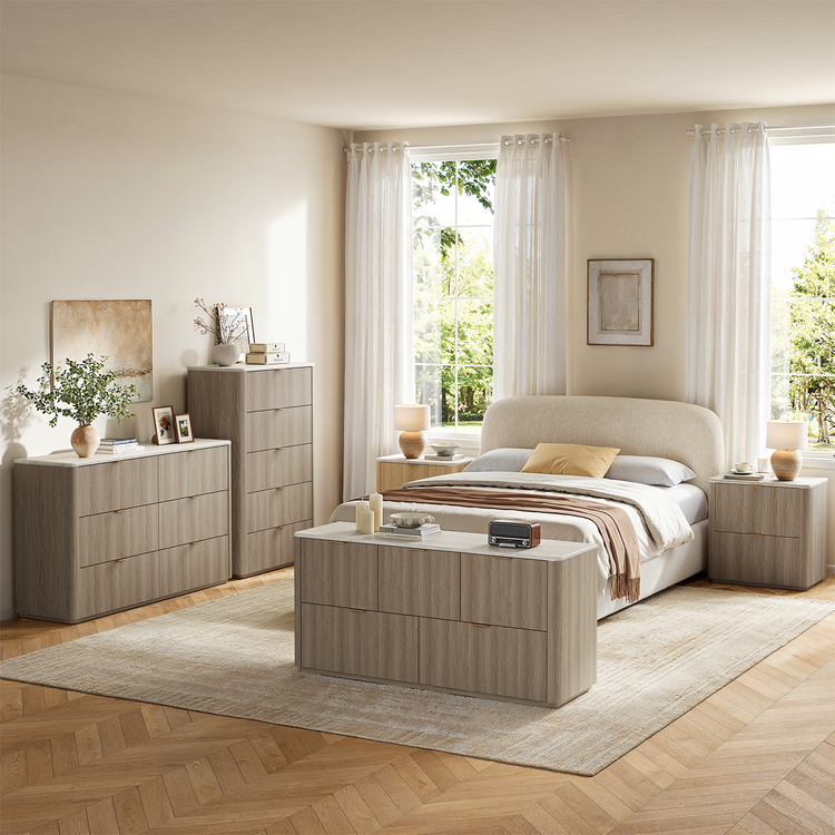 Travertine 54" 6-Drawer Chest of Drawers, Gray