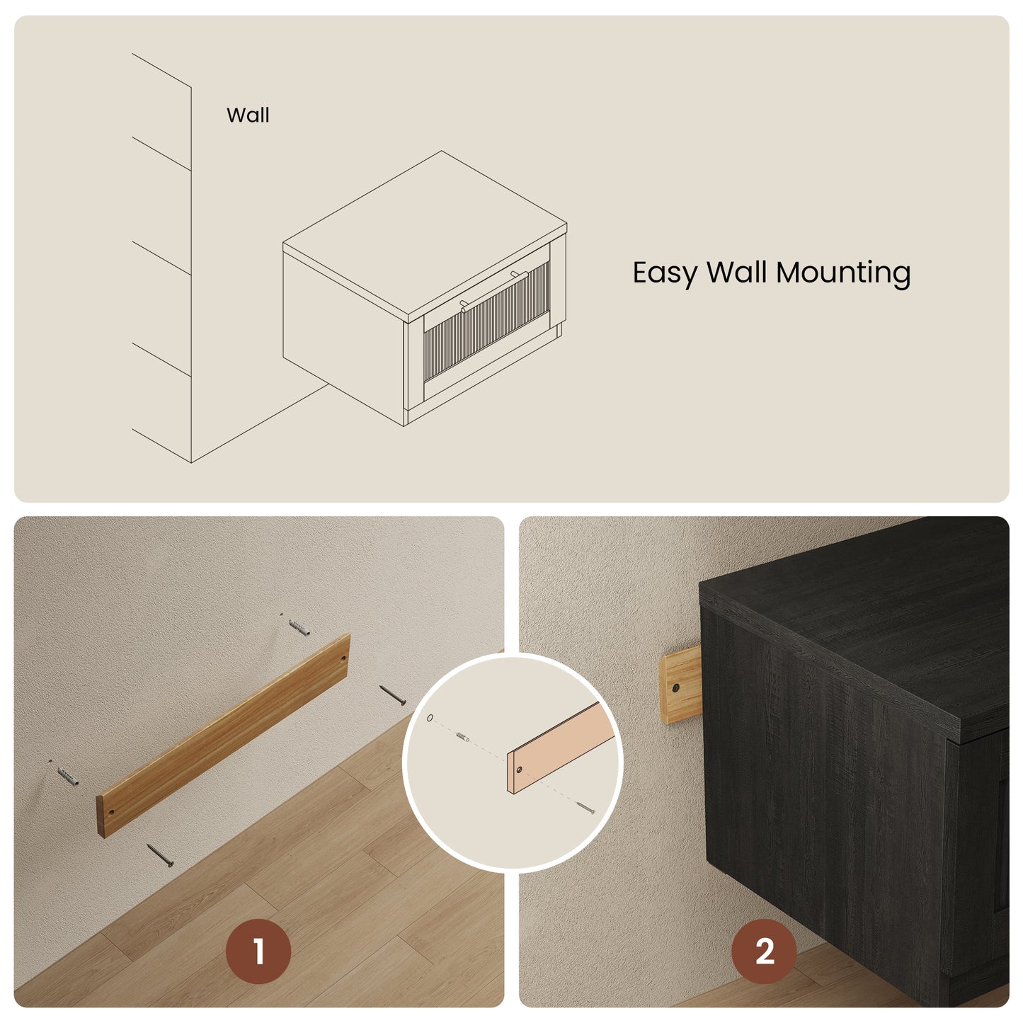 [Pre-sale] Harmo Block Black Floating Nightstand