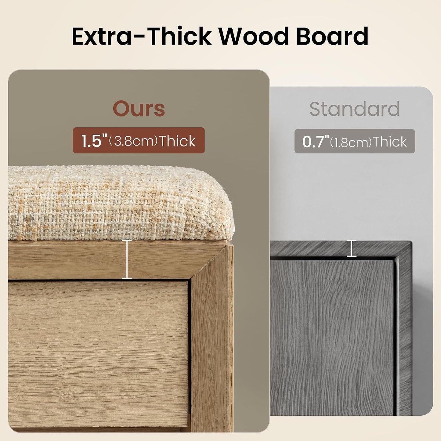 Arlo 40" Wood Shoe Storage Bench, Modern Entryway Bench with Cushion
