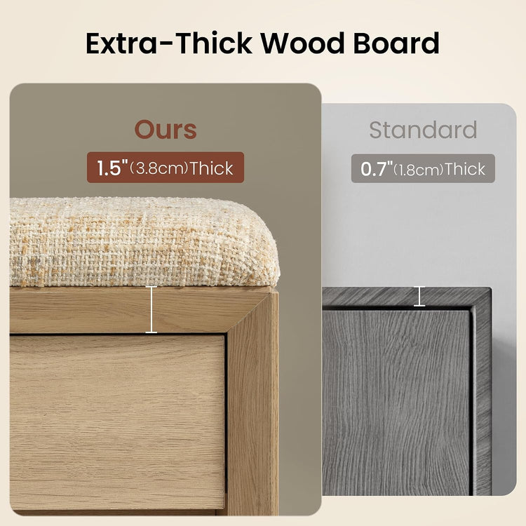 [Pre-Sale] Arlo 40" Wood Shoe Storage Bench, Modern Entryway Bench with Cushion