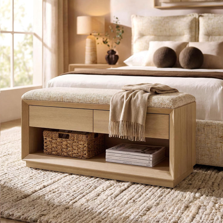 [Pre-Sale] Arlo 40" Wood Shoe Storage Bench, Modern Entryway Bench with Cushion
